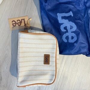 Lee Canvas Travel Pouch / Cosmetic Bag – Neutral Stripe – NEW